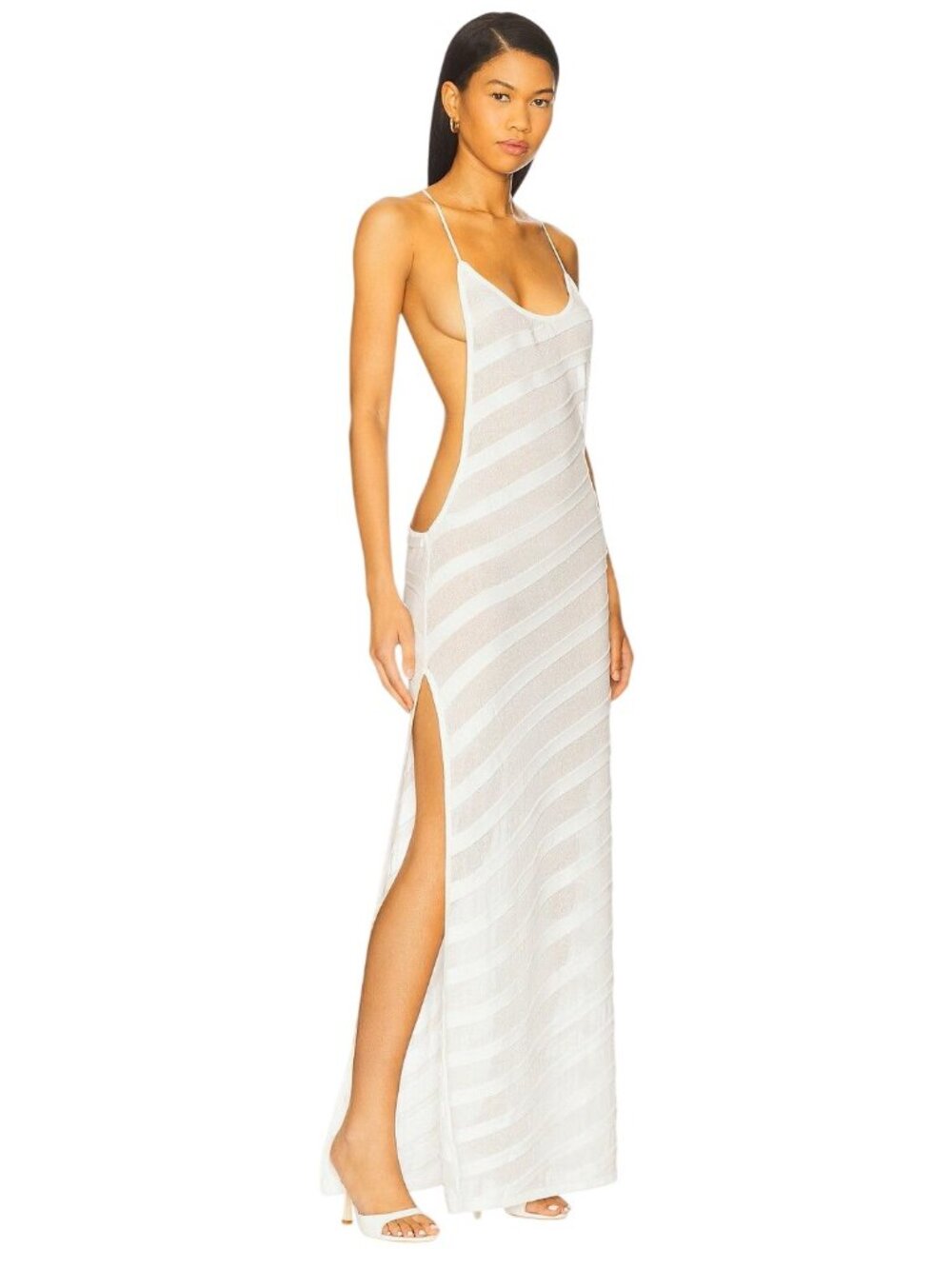 Jaded London Knit Maxi Dress in White Noir Small New Womens Long